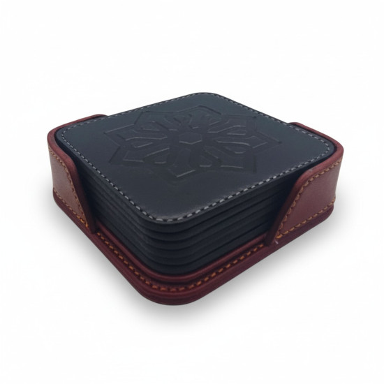 Rubicon Selçuklu Desenli Şık Bardak Altlığı El Dikişli 6 Adet ( Holder Stantlı )