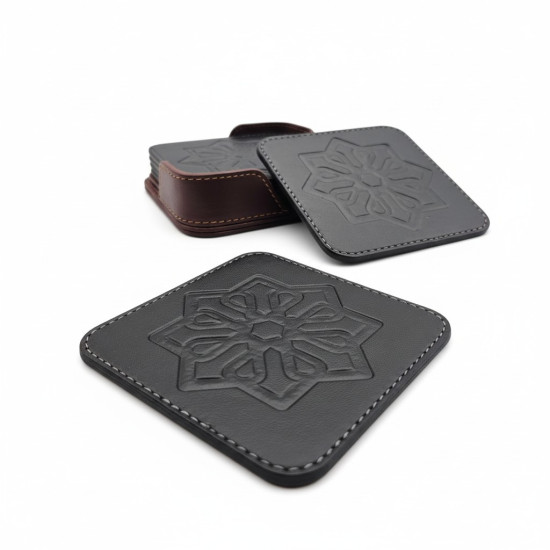 Rubicon Selçuklu Desenli Şık Bardak Altlığı El Dikişli 6 Adet ( Holder Stantlı )