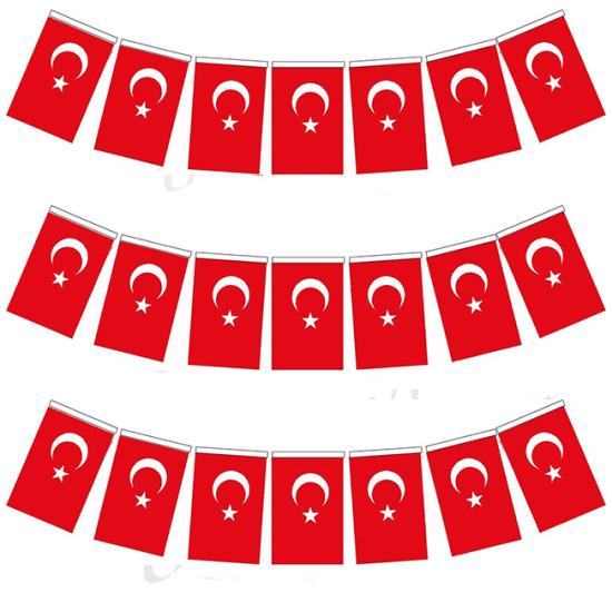 İpe Dizili Kağıt Bayrak 12x18 cm (40'LI)